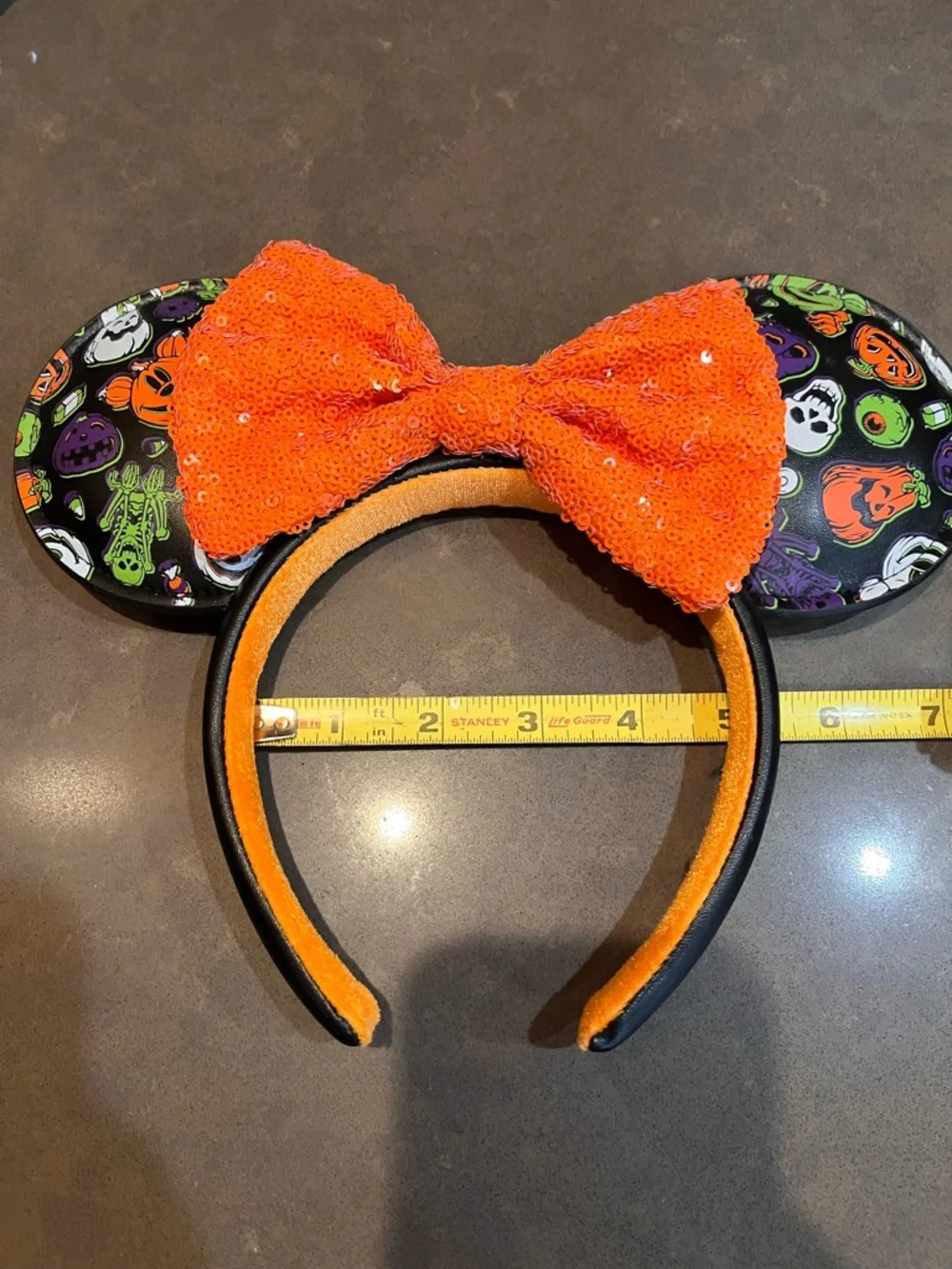 Disney Parks Halloween Minnie Ears - Orange Sequin Bow & Ghouls